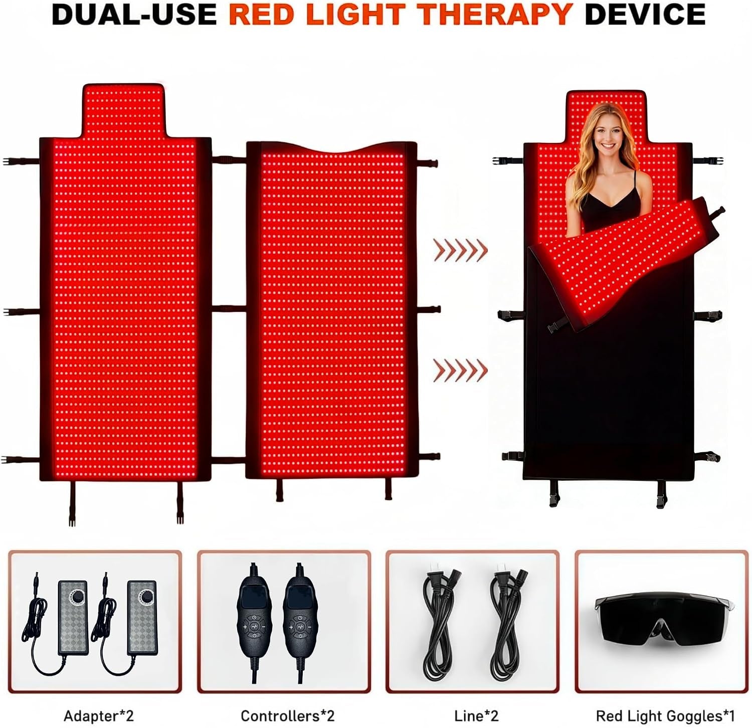 2026 Upgraded All-In-One Red Light Therapy Mat Full Body, FSA & HSA Eligible,75” X 35” Medical-Grade TPU Red Light Blanket with 2600 Dual-Wavelength Leds (660Nm Red & 850Nm NIR) for Pain Relief