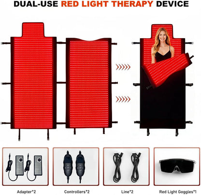 2026 Upgraded All-In-One Red Light Therapy Mat Full Body, FSA & HSA Eligible,75” X 35” Medical-Grade TPU Red Light Blanket with 2600 Dual-Wavelength Leds (660Nm Red & 850Nm NIR) for Pain Relief