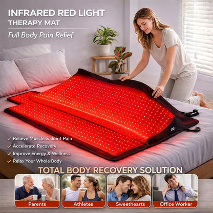 2026 Upgraded All-In-One Red Light Therapy Mat Full Body, FSA & HSA Eligible,75” X 35” Medical-Grade TPU Red Light Blanket with 2600 Dual-Wavelength Leds (660Nm Red & 850Nm NIR) for Pain Relief