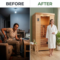 Andora 2-Person Low EMF FAR Infrared Sauna, Canadian Hemlock — Before & After