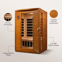 Andora 2-Person Low EMF FAR Infrared Sauna, Canadian Hemlock — infographic