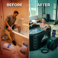 Cold Plunge Tub Built for Home Ice Baths, 248 Gallon Capacity, 1 HP Chiller, WiFi Control, Water Treatment Kit — Before & After