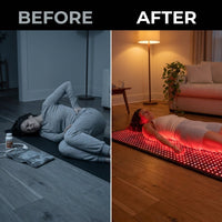Red Light Therapy Mat Designed for Full Body Coverage, 660nm 850nm Dual Wavelength, 3840 LEDs, 71x31 Inch — Before & After