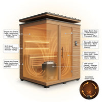 Traditional Cedar Sauna Built for Outdoor Use, 2-4 Person Capacity, Electric 9kW Heater, Wi-Fi Control — How It Works
