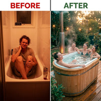 Wood Fired 4-Person to 5-Person 0-Jet Hot Tub and Ice Bath with Internal Stove Pine — Before & After