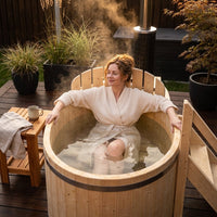 Wood Fired 4-Person to 5-Person 0-Jet Hot Tub and Ice Bath with Internal Stove Pine — Lifestyle