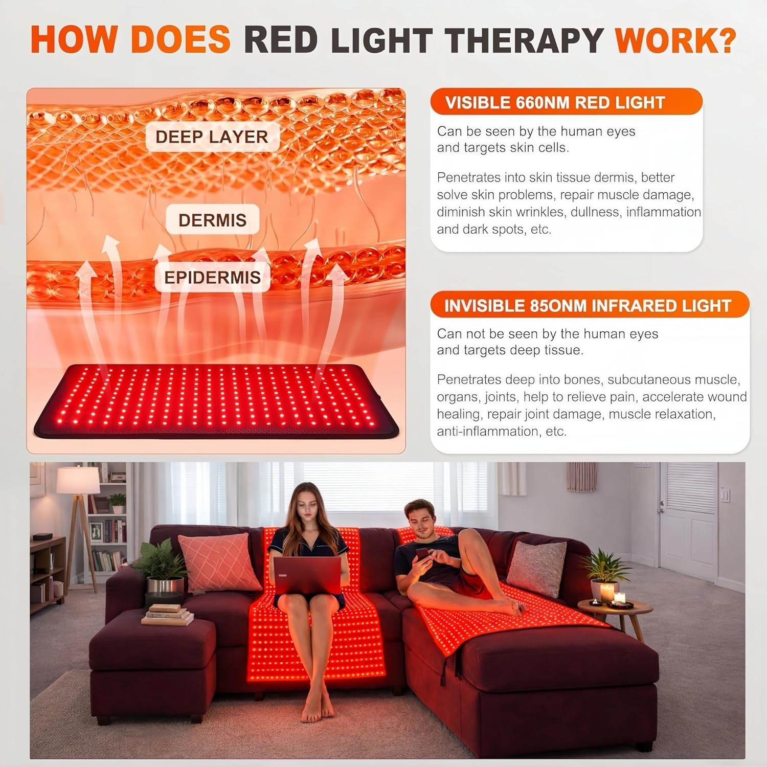 2026 Upgraded All-In-One Red Light Therapy Mat Full Body, FSA & HSA Eligible,75” X 35” Medical-Grade TPU Red Light Blanket with 2600 Dual-Wavelength Leds (660Nm Red & 850Nm NIR) for Pain Relief