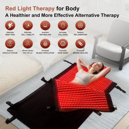 Red Light Therapy Mat for Full Body Pain Relief 75" X 35'' | Infrared Red Light Therapy Blanket for Face and Body with 2570 Dual-Wave Leds (660Nm & 850Nm)