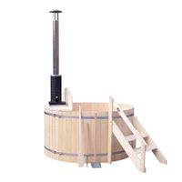 Wood Fired Hot Tub Designed for Dual Temperature Therapy, Pine Construction, Internal Stove, 4-5 Person Capacity