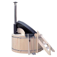 Wood Fired Hot Tub Designed for Dual Temperature Therapy, Pine Construction, Internal Stove, 4-5 Person Capacity